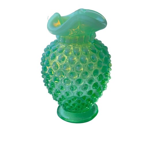 Fenton Vintage, Fuffled Edge, Fenton Vase, Pressed Glass, Opalescent   4" High b - Picture 8 of 11